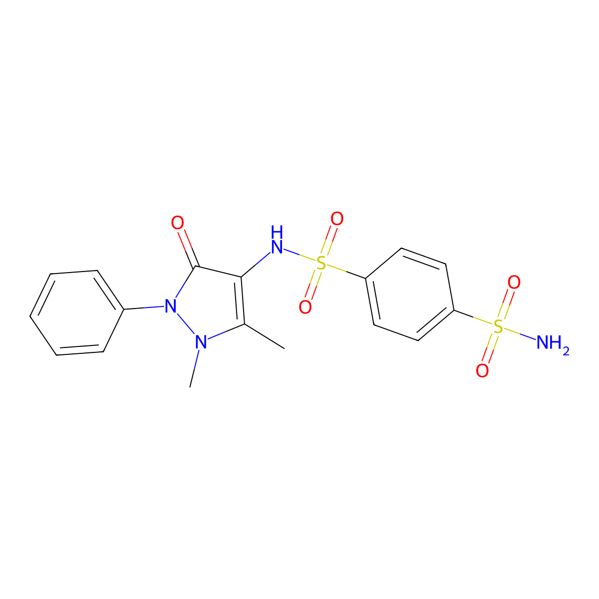 N-(1,5-dimethyl-3-oxo-2-phenyl-2,3-dihydro-1H-pyrazol-4-yl)benzene-1,4-disulfonamide molecular structure, CAS 75898-11-2
