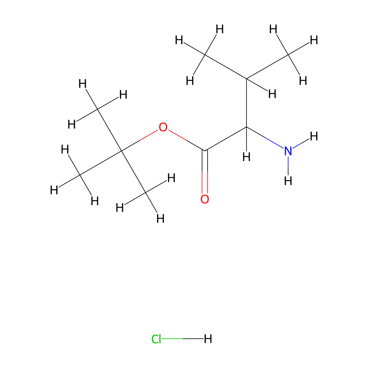 Tert-butyl 2-amino-3-methylbutanoate hydrochloride molecular structure, CAS 75898-43-0