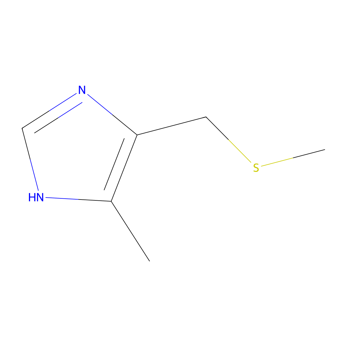 1H-Imidazole, 4-methyl-5-((methylthio)methyl)- molecular structure, CAS 75899-43-3
