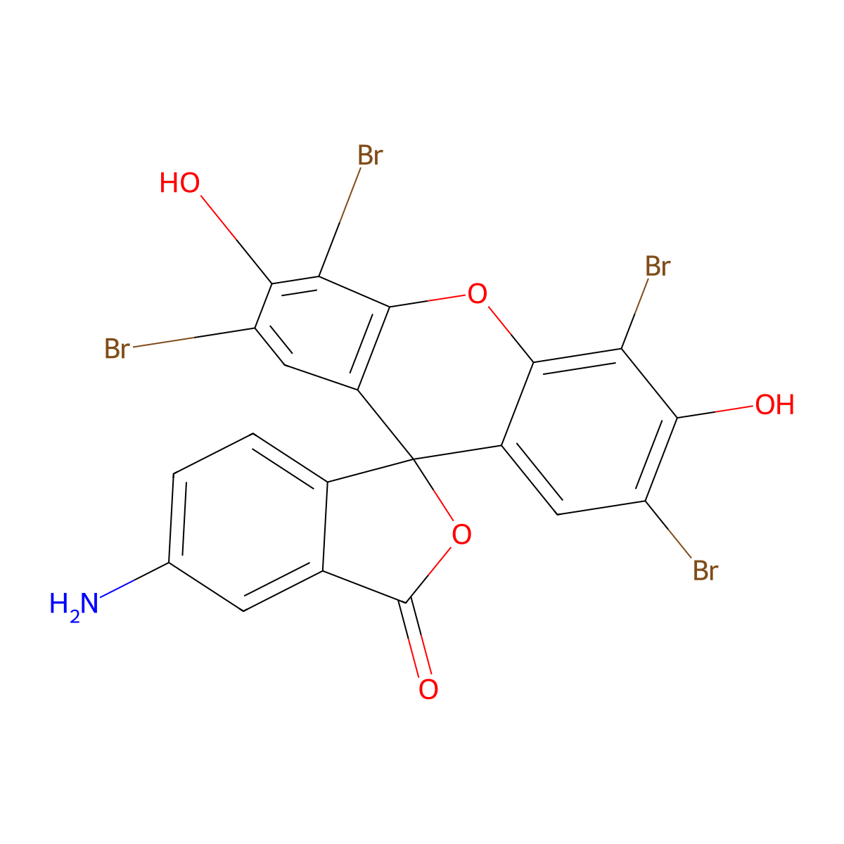 5-Amino-2',4',5',7'-tetrabromo-3',6'-dihydroxyspiro(isobenzofuran-1(3H),9'-(9H)xanthen)-3-one molecular structure, CAS 75900-75-3
