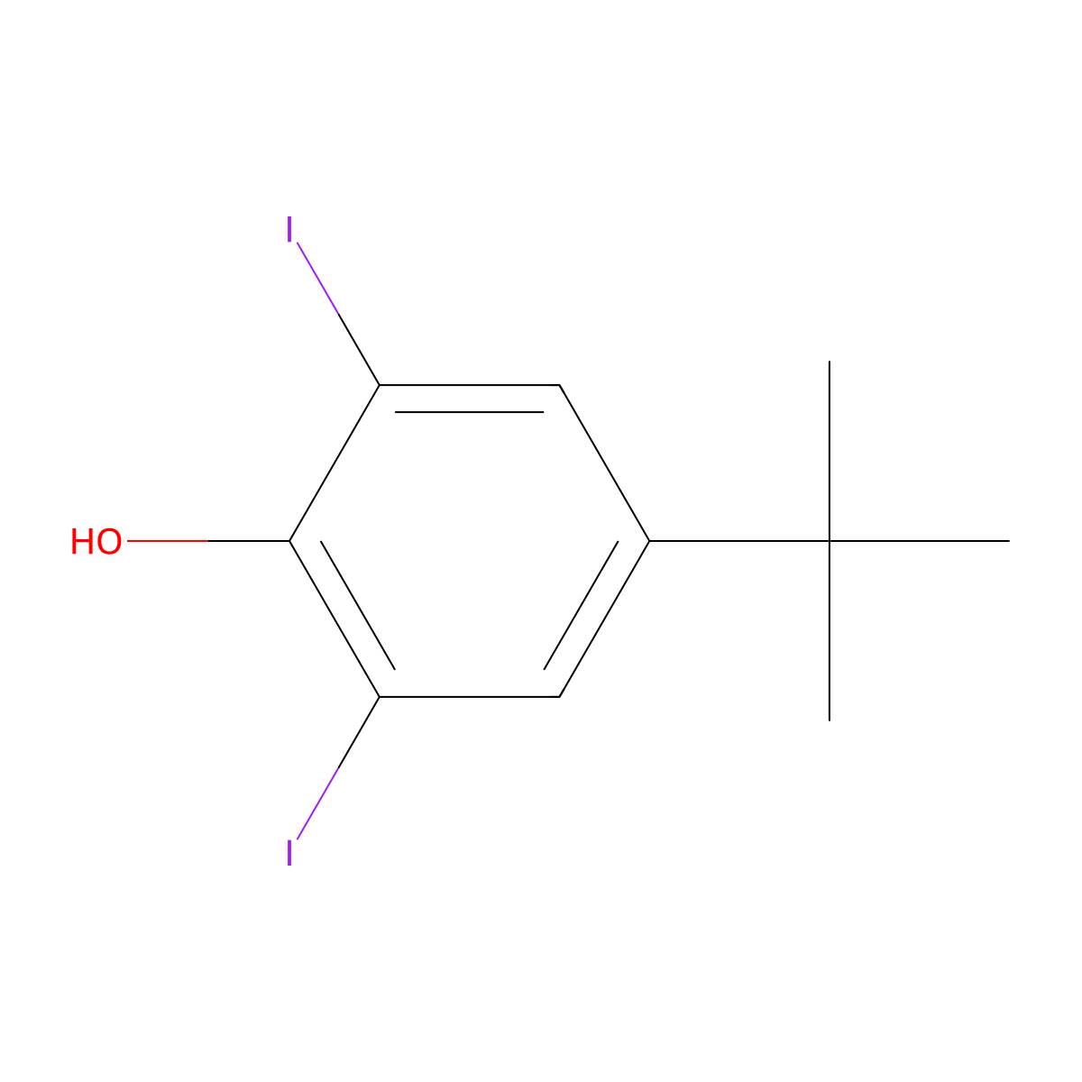 Phenol, 4-(1,1-dimethylethyl)-2,6-diiodo- molecular structure, CAS 75908-75-7