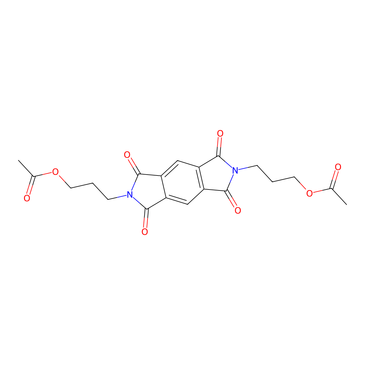 (1,3,5,7-Tetraoxo-5,7-dihydropyrrolo[3,4-f]isoindole-2,6-diyl)bis(propane-3,1-diyl) diacetate molecular structure, CAS 75914-37-3