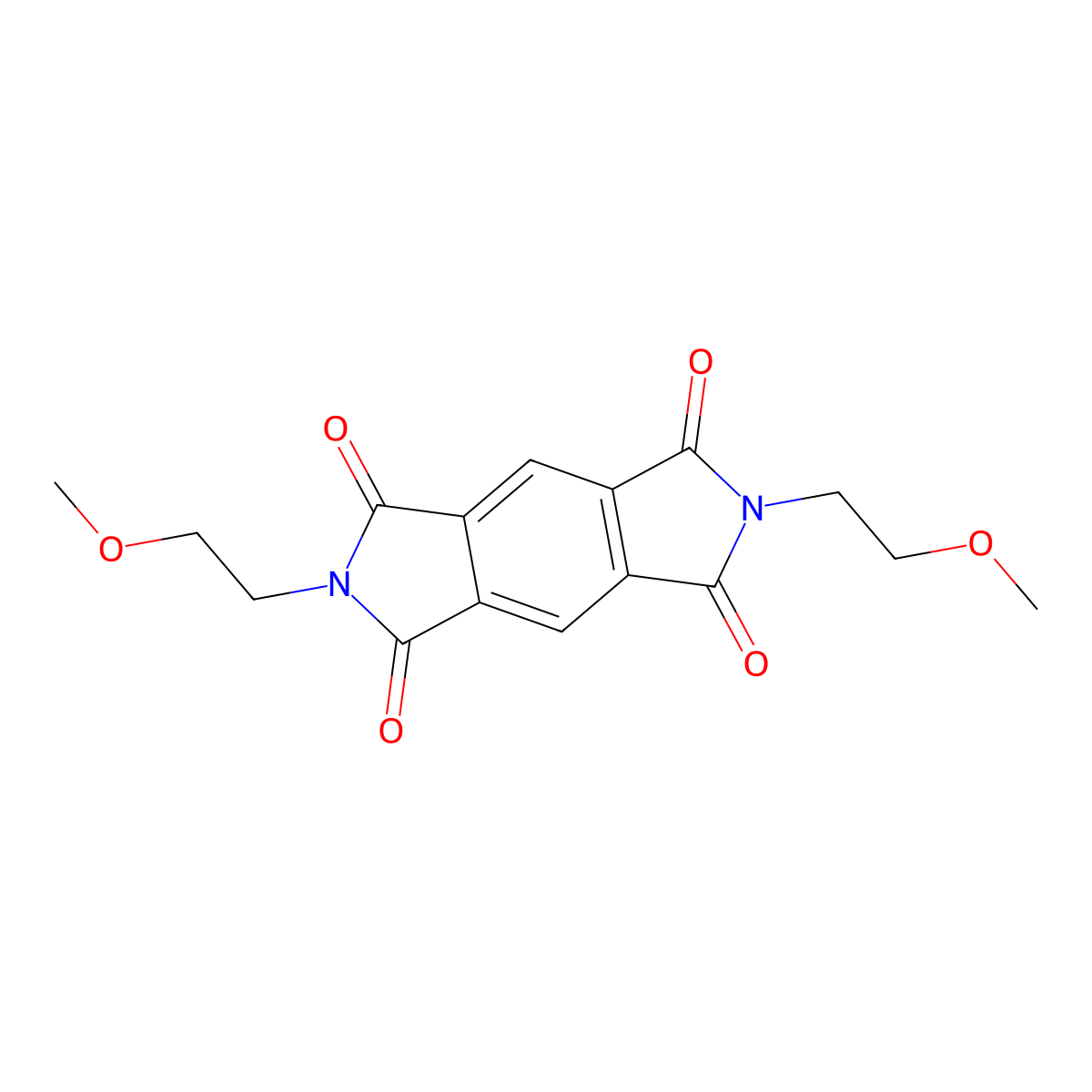 2,6-bis(2-methoxyethyl)pyrrolo[3,4-f]isoindole-1,3,5,7(2H,6H)-tetrone molecular structure, CAS 75914-43-1