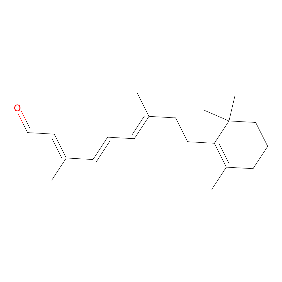 3,7-Dimethyl-9-(2,6,6-trimethyl-cyclohex-1-enyl)-nona-2,4,6-trienal molecular structure, CAS 75917-44-1