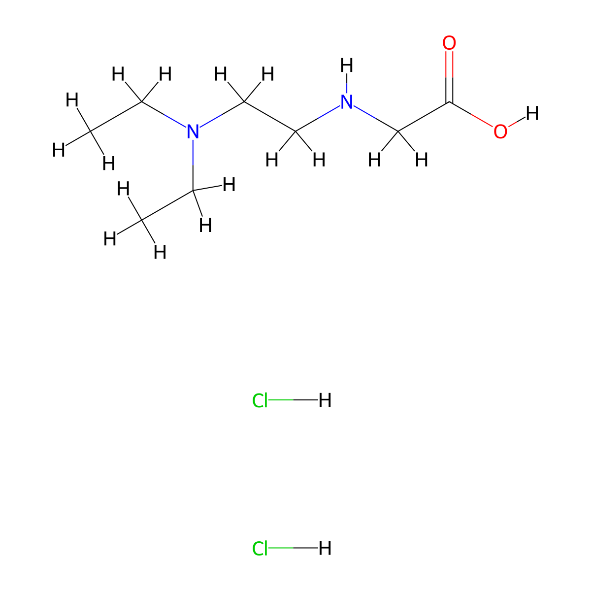 2-{[2-(Diethylamino)ethyl]amino}acetic acid dihydrochloride molecular structure, CAS 7592-65-6