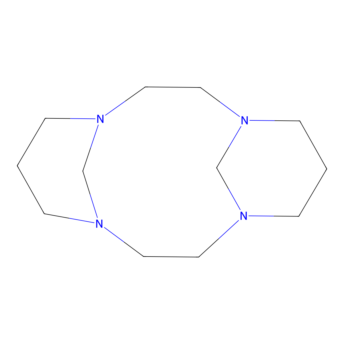 1,4,8,11-Tetraazatricyclo[9.3.1.1(4,8)]hexadecane molecular structure, CAS 75920-10-4