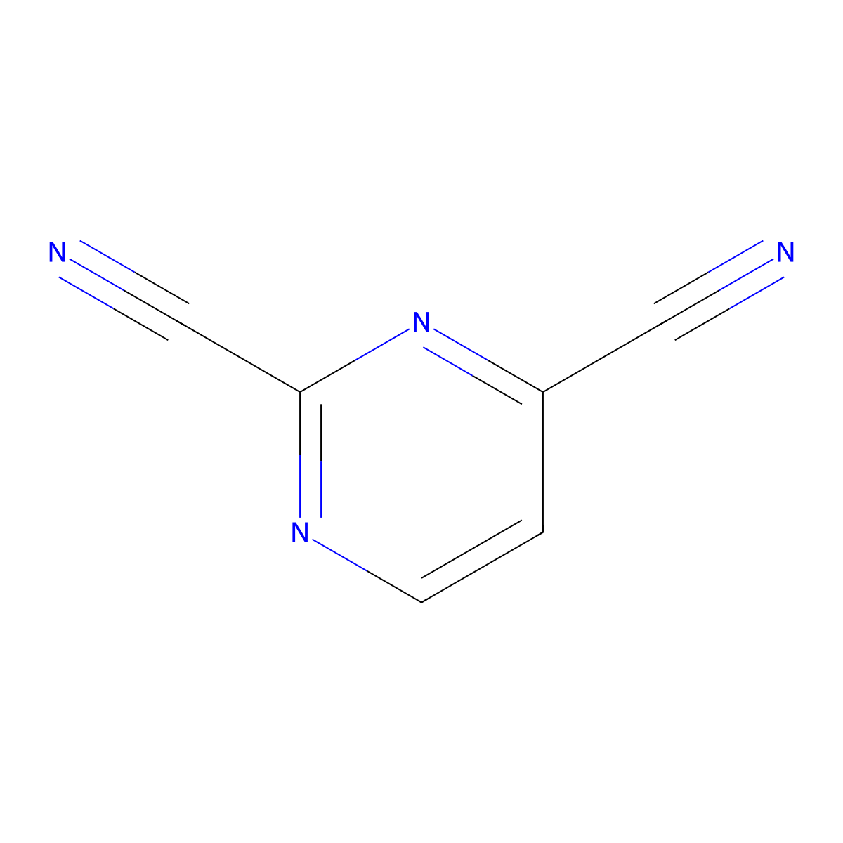 Pyrimidine-2,4-dicarbonitrile molecular structure, CAS 75928-84-6