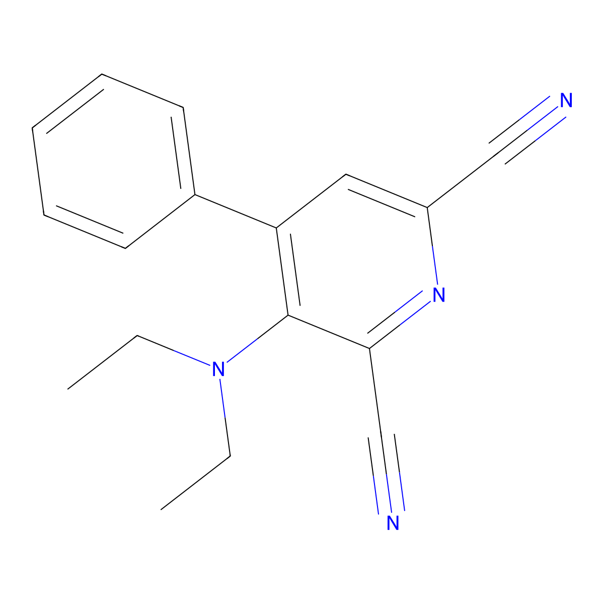 3-(Diethylamino)-4-phenylpyridine-2,6-dicarbonitrile molecular structure, CAS 75928-86-8