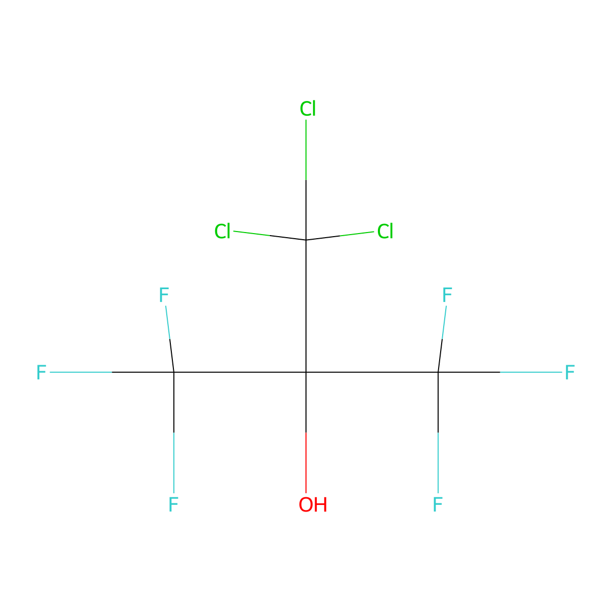 1,1,1,3,3,3-Hexafluoro-2-(trichloromethyl)propan-2-ol molecular structure, CAS 7594-49-2
