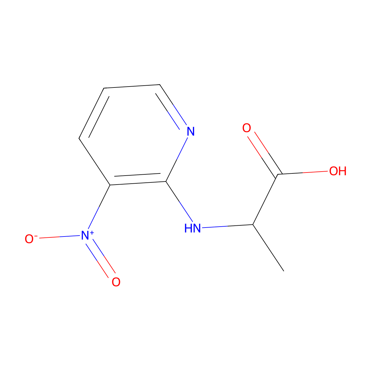 2-[(3-Nitropyridin-2-yl)amino]propanoic acid molecular structure, CAS 7594-53-8