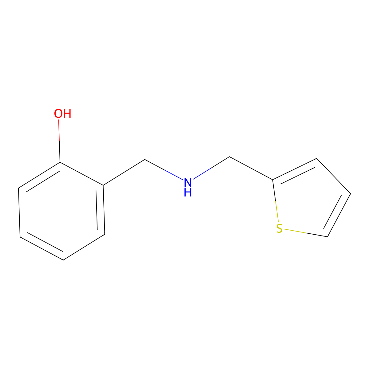 2-({[(Thiophen-2-yl)methyl]amino}methyl)phenol molecular structure, CAS 759416-61-0