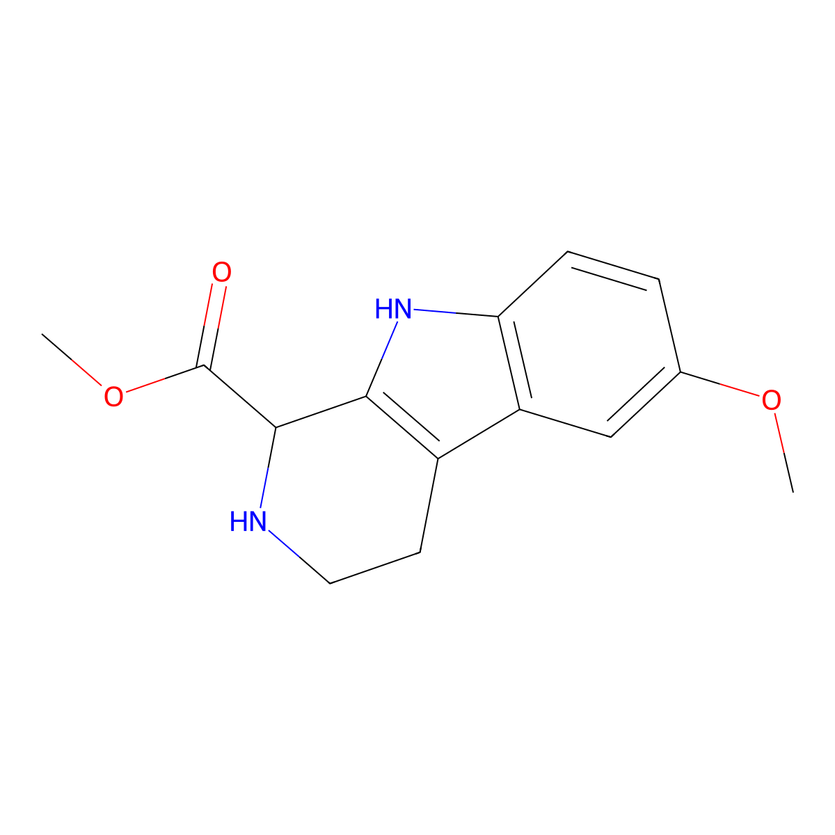 methyl 6-methoxy-1H,2H,3H,4H,9H-pyrido[3,4-b]indole-1-carboxylate molecular structure, CAS 759418-61-6