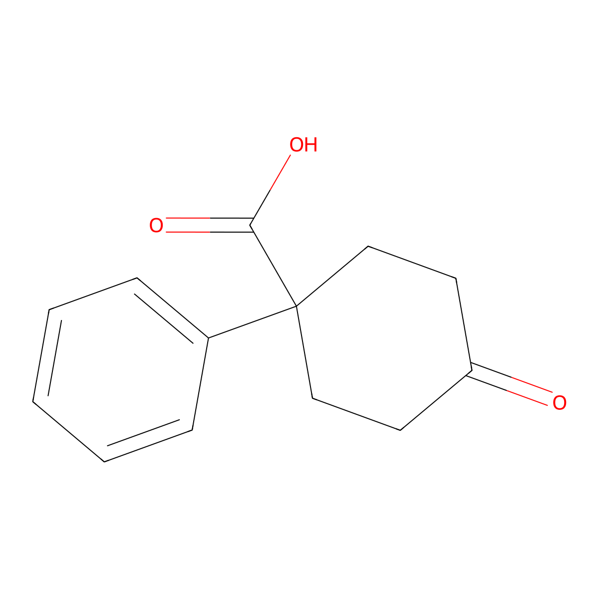 4-Oxo-1-phenylcyclohexane-1-carboxylic acid molecular structure, CAS 75945-91-4