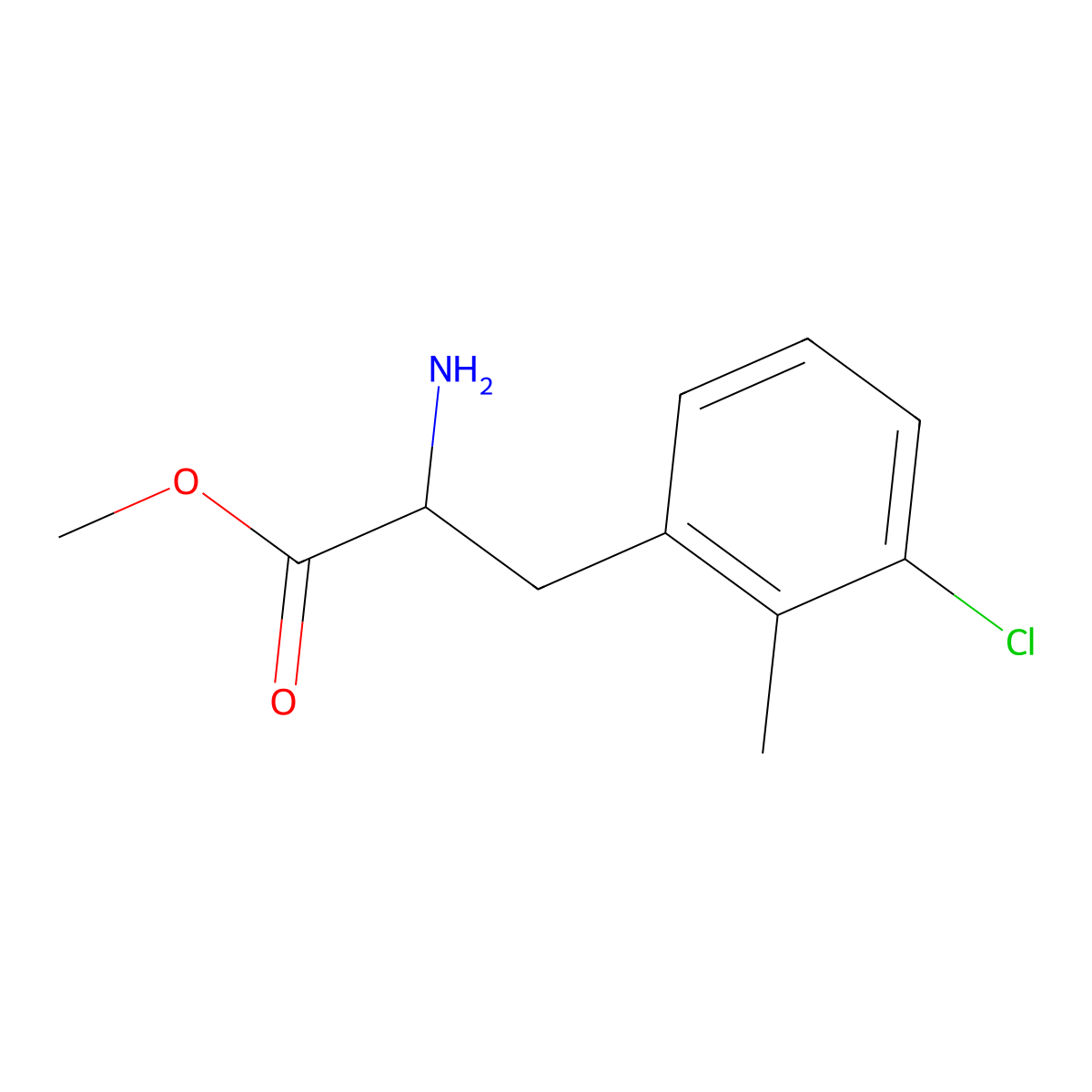Methyl (S)-2-amino-3-(3-chloro-2-methylphenyl)propanoate molecular structure, CAS 759452-07-8