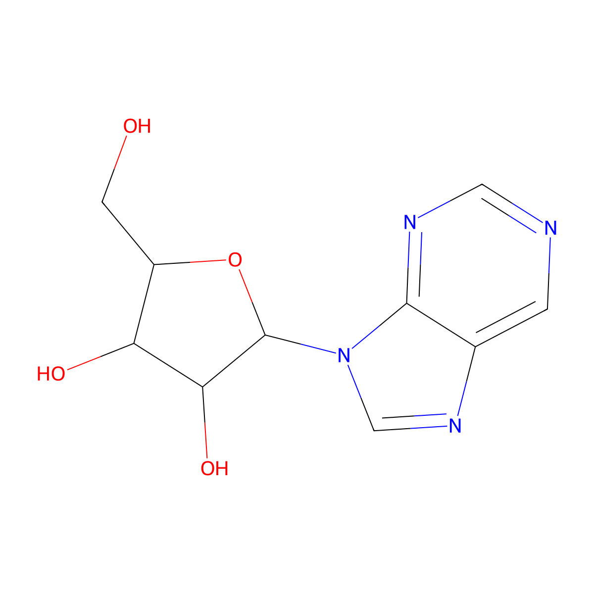 9-Pentofuranosyl-9H-purine molecular structure, CAS 7595-44-0