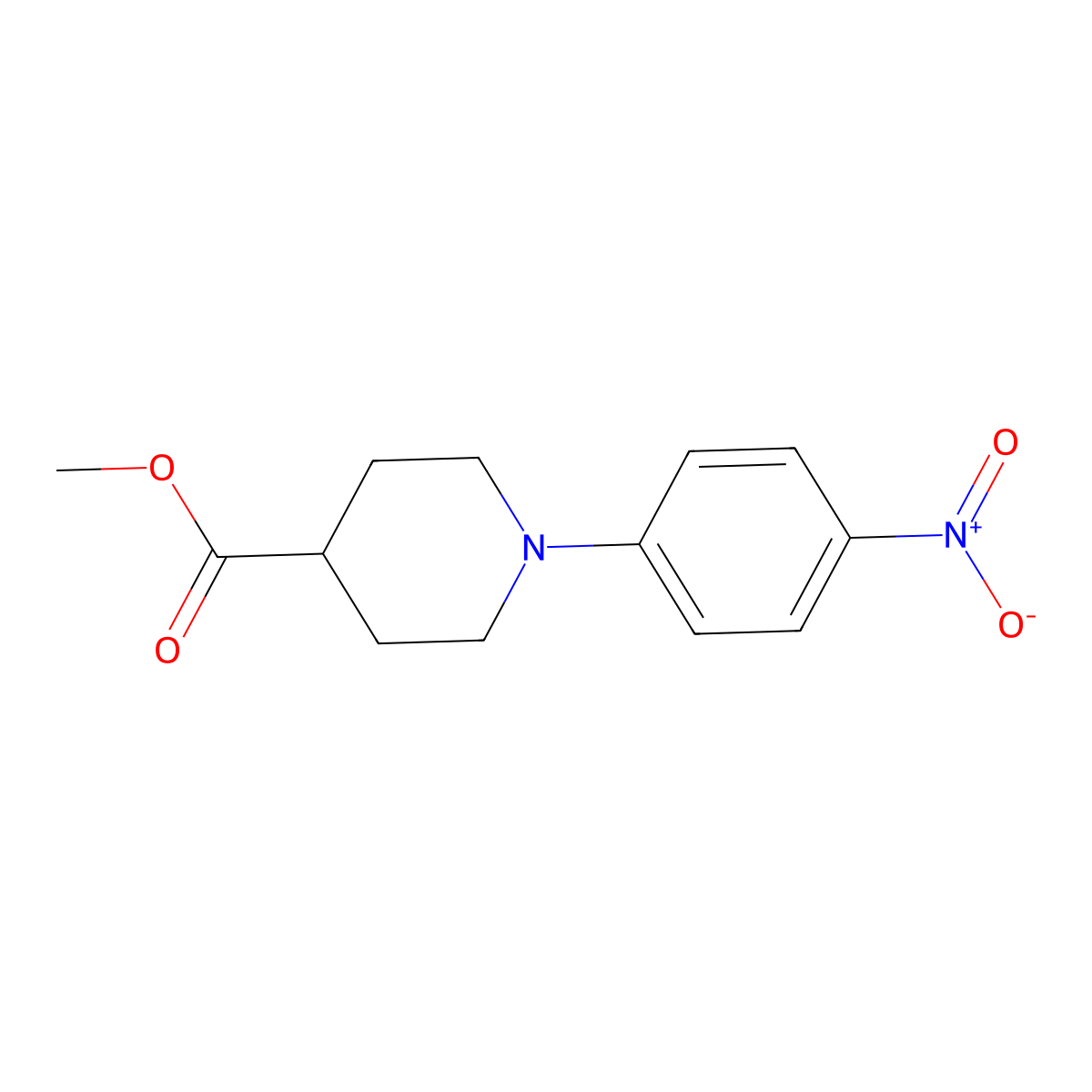 Methyl 1-(4-nitrophenyl)piperidine-4-carboxylate molecular structure, CAS 7595-60-0