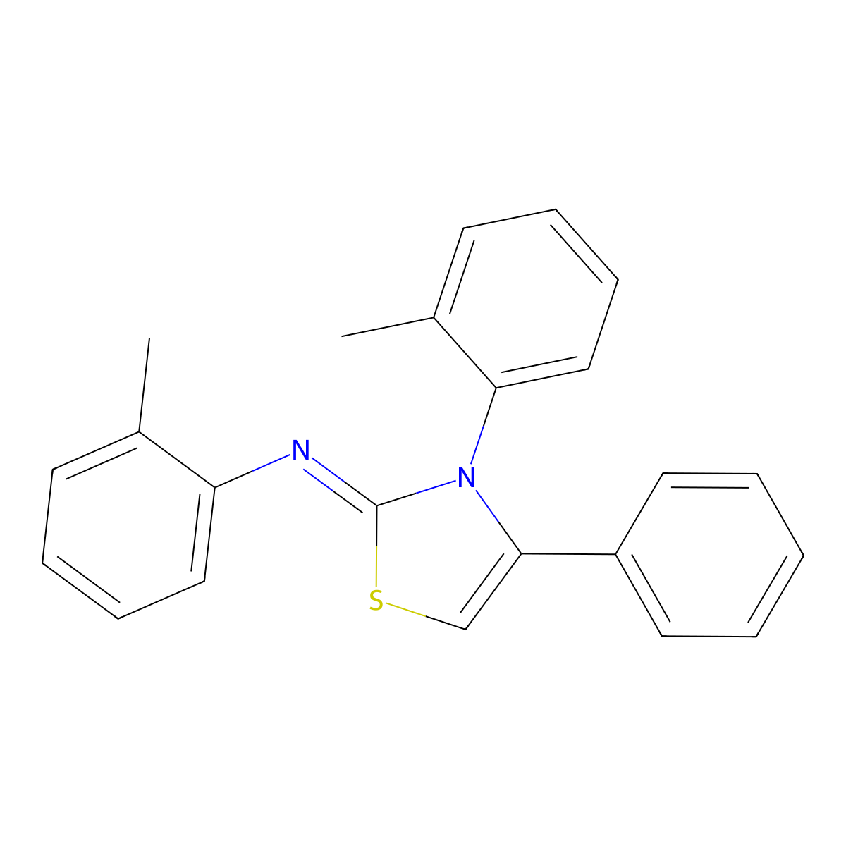 N,3-bis(2-methylphenyl)-4-phenyl-1,3-thiazol-2-imine molecular structure, CAS 7595-70-2
