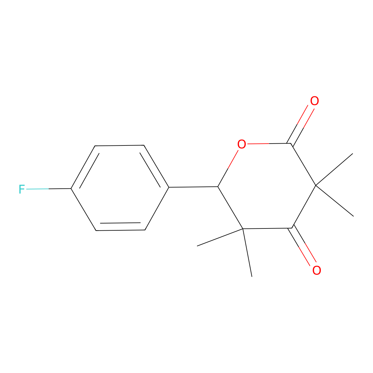 6-(4-Fluorophenyl)-3,3,5,5-tetramethyloxane-2,4-dione molecular structure, CAS 75959-50-1