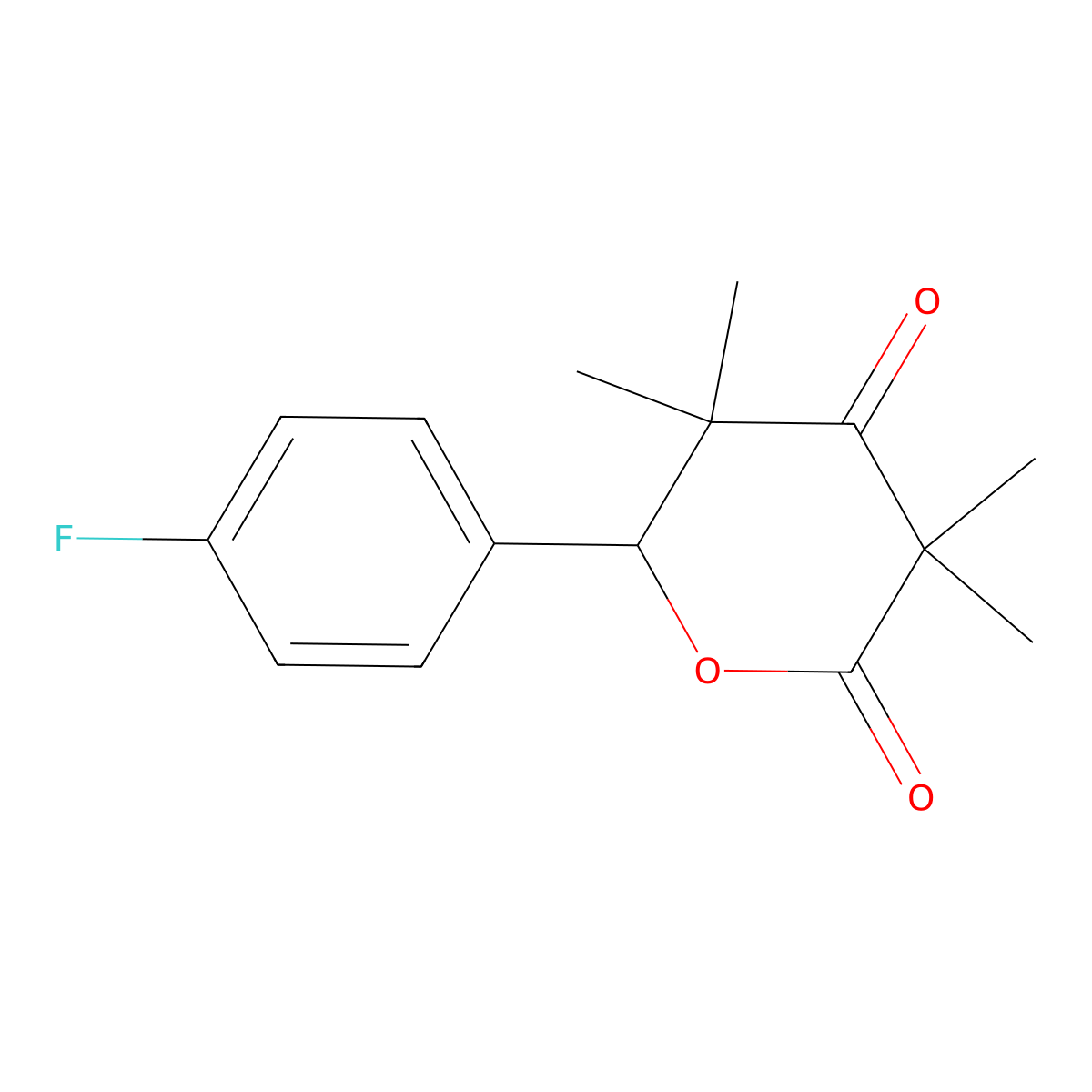 6-(4-Fluorophenyl)-3,3,5,5-tetramethyloxane-2,4-dione molecular structure, CAS 75959-50-1
