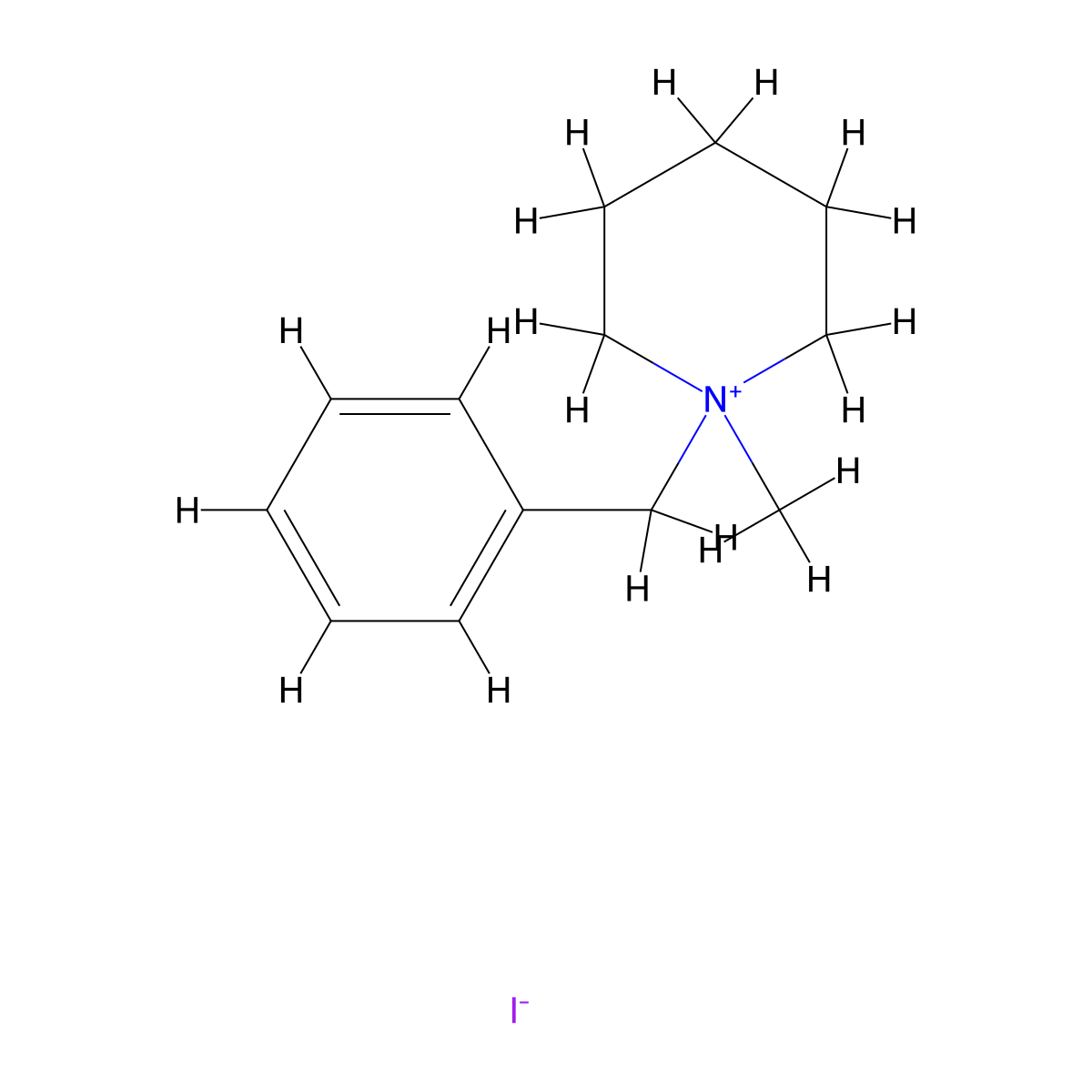 1-Benzyl-1-methylpiperidin-1-ium iodide molecular structure, CAS 7596-28-3