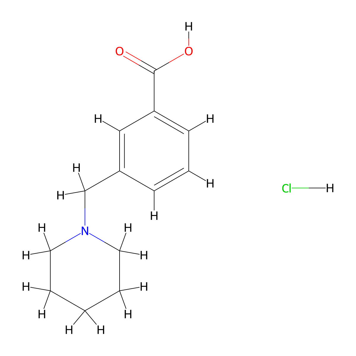 3-((Piperidin-1-yl)methyl)benzoic acid hydrochloride molecular structure, CAS 7596-82-9