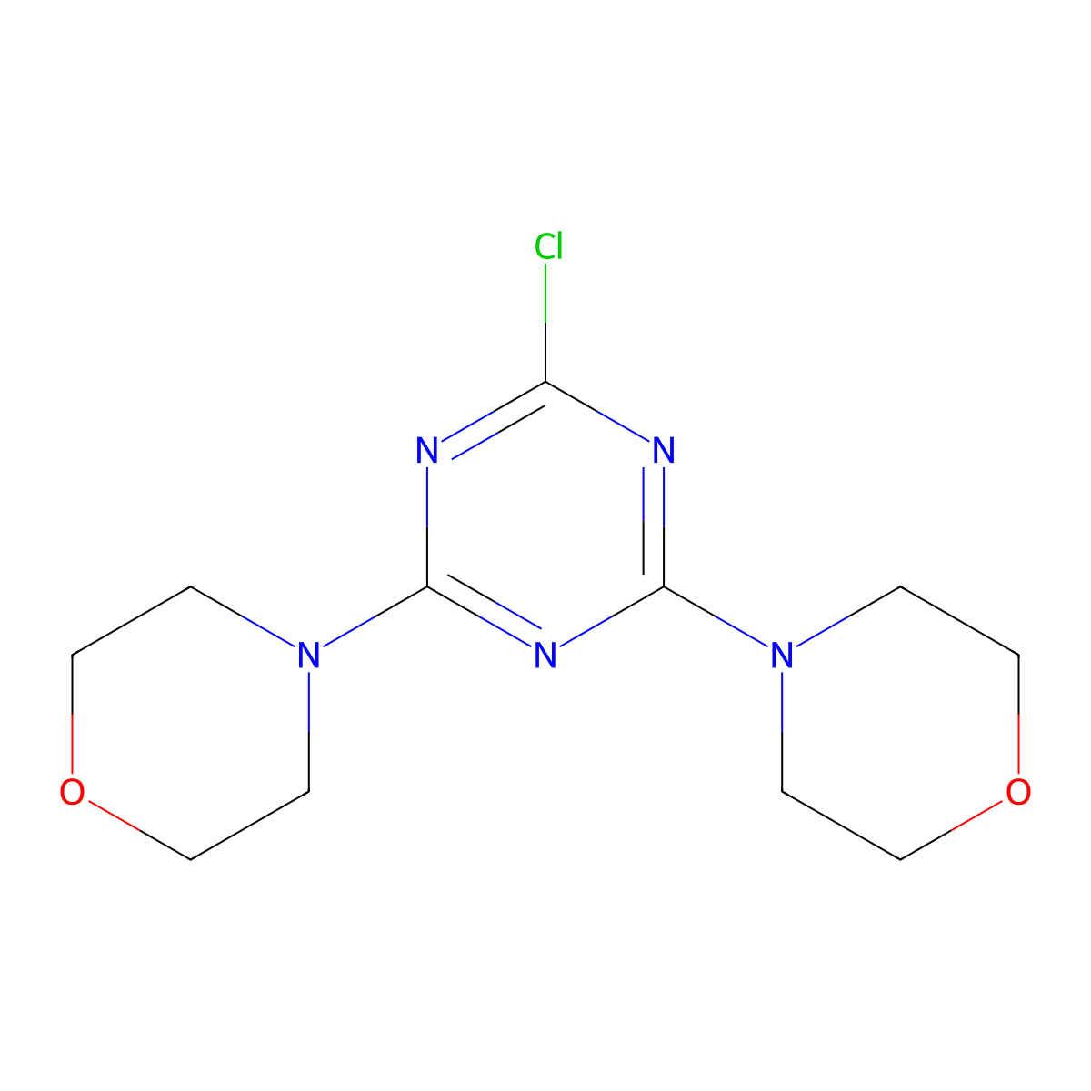 2-Chloro-4,6-bis(morpholin-4-yl)-1,3,5-triazine molecular structure, CAS 7597-22-0