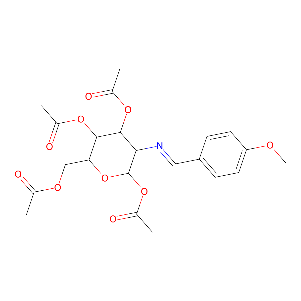 [3,4,6-Triacetyloxy-5-[(4-methoxyphenyl)methylideneamino]oxan-2-yl]methyl acetate molecular structure, CAS 7597-81-1