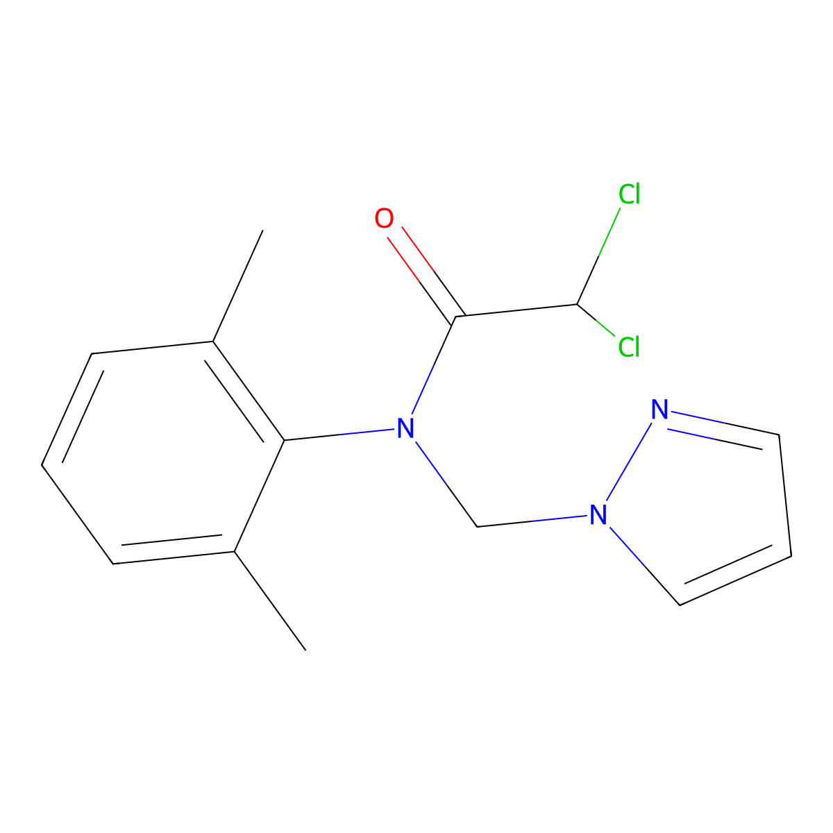 2,2-dichloro-N-(2,6-dimethylphenyl)-N-((1H-pyrazol-1-yl)methyl)acetamide molecular structure, CAS 75972-27-9