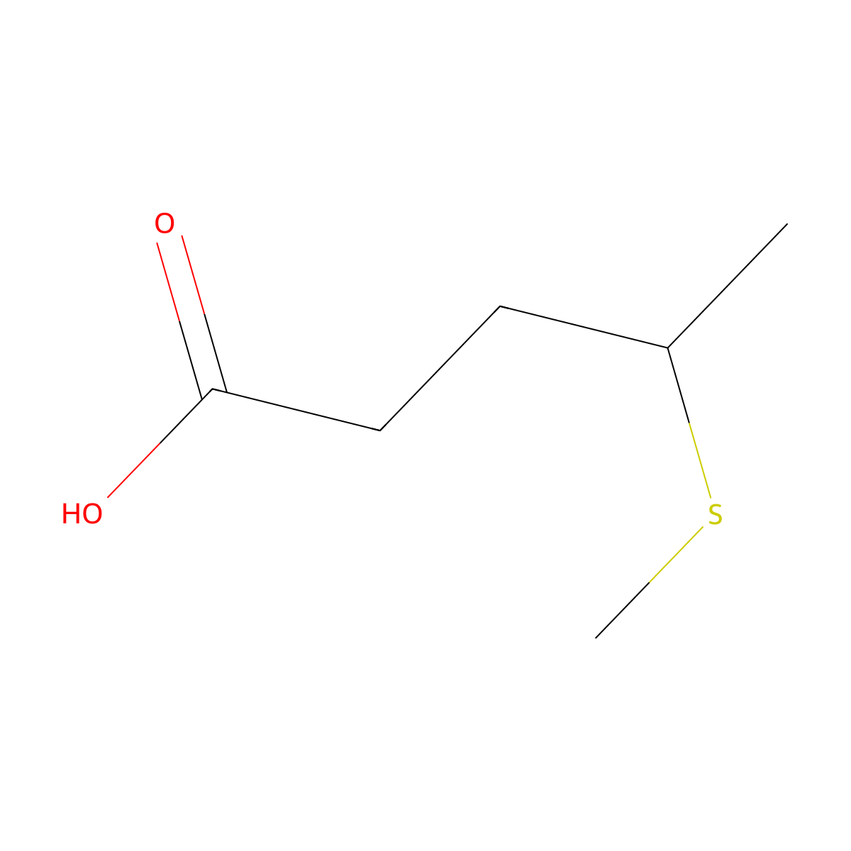 4-(Methylsulfanyl)pentanoic acid molecular structure, CAS 75974-59-3