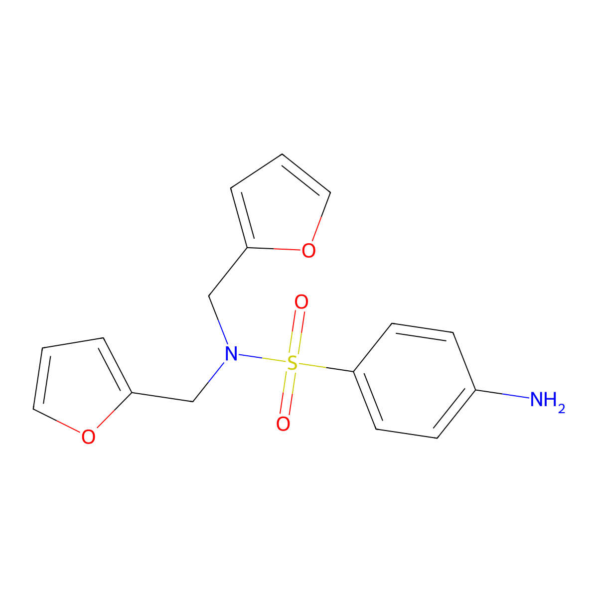 4-Amino-N,N-bis[(furan-2-yl)methyl]benzene-1-sulfonamide molecular structure, CAS 7598-18-7