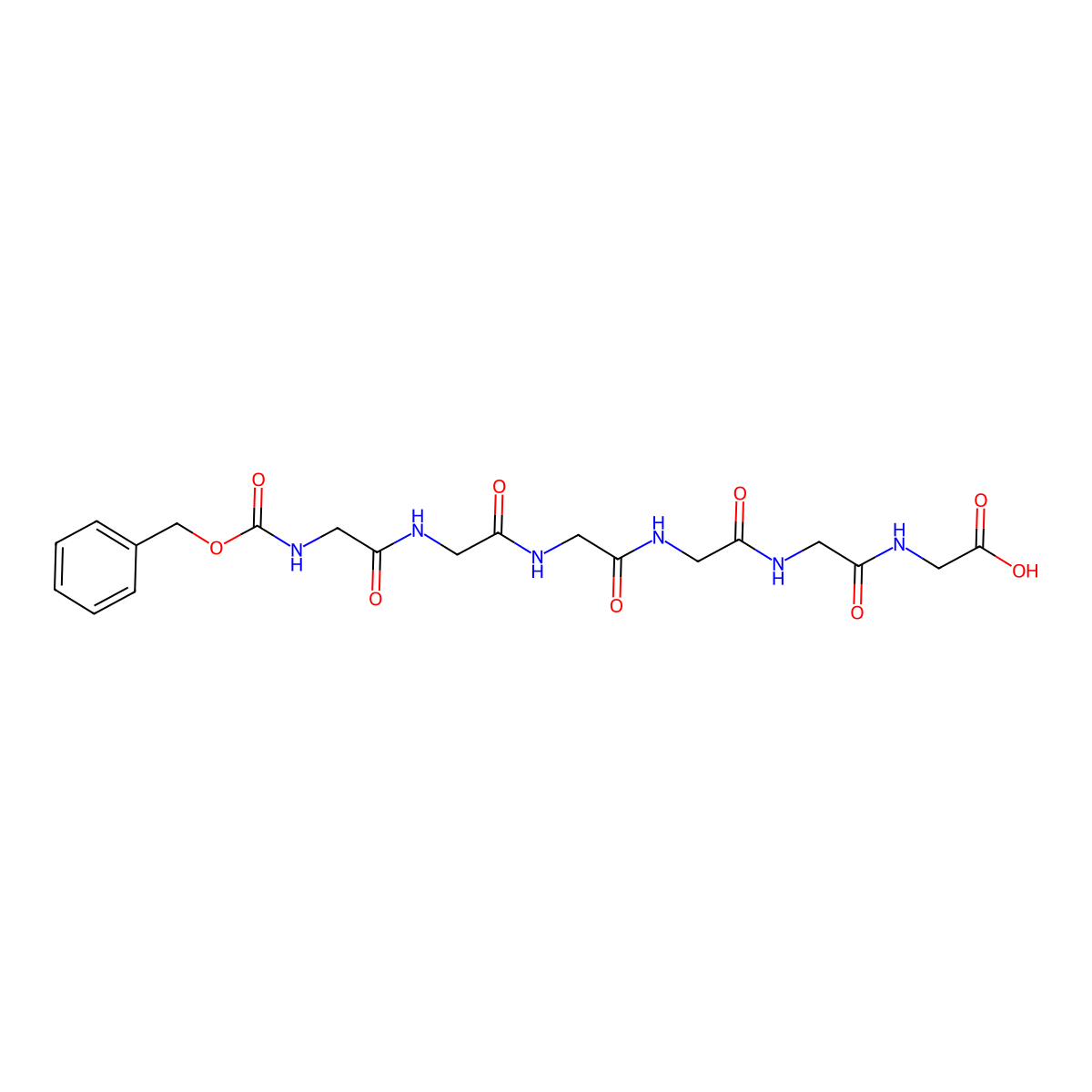 2-[[2-[[2-[[2-[[2-[[2-(Phenylmethoxycarbonylamino)acetyl]amino]acetyl]amino]acetyl]amino]acetyl]amino]acetyl]amino]acetic acid molecular structure, CAS 7598-84-7