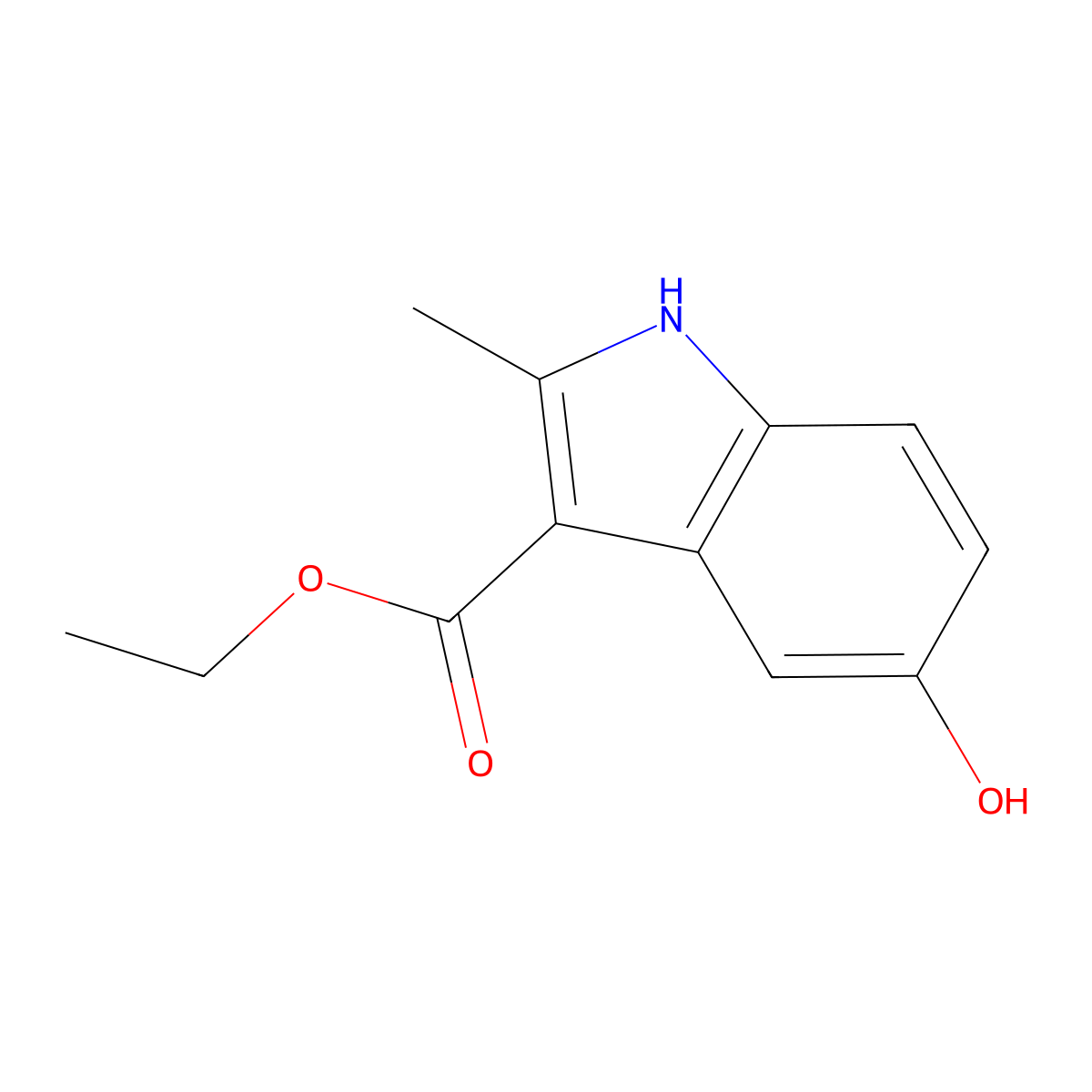 1H-Indole-3-carboxylic acid, 5-hydroxy-2-methyl-, ethyl ester molecular structure, CAS 7598-91-6