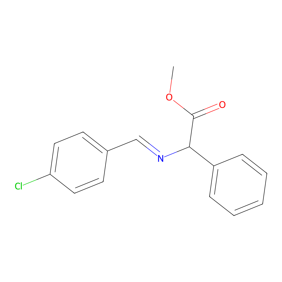 Methyl 2-{[(4-chlorophenyl)methylene]amino}-2-phenylacetate molecular structure, CAS 75984-69-9