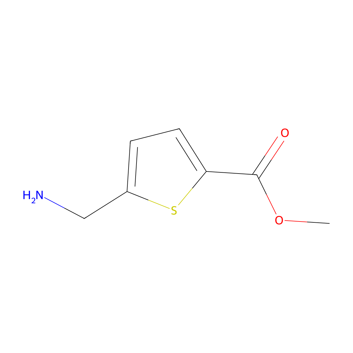 Methyl 5-(aminomethyl)thiophene-2-carboxylate molecular structure, CAS 75985-18-1