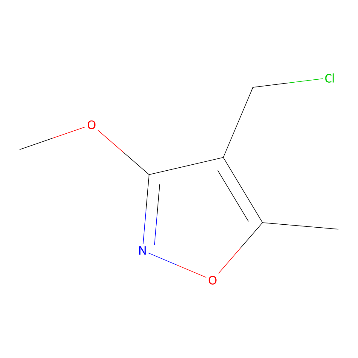 4-(Chloromethyl)-3-methoxy-5-methyl-1,2-oxazole molecular structure, CAS 75989-22-9
