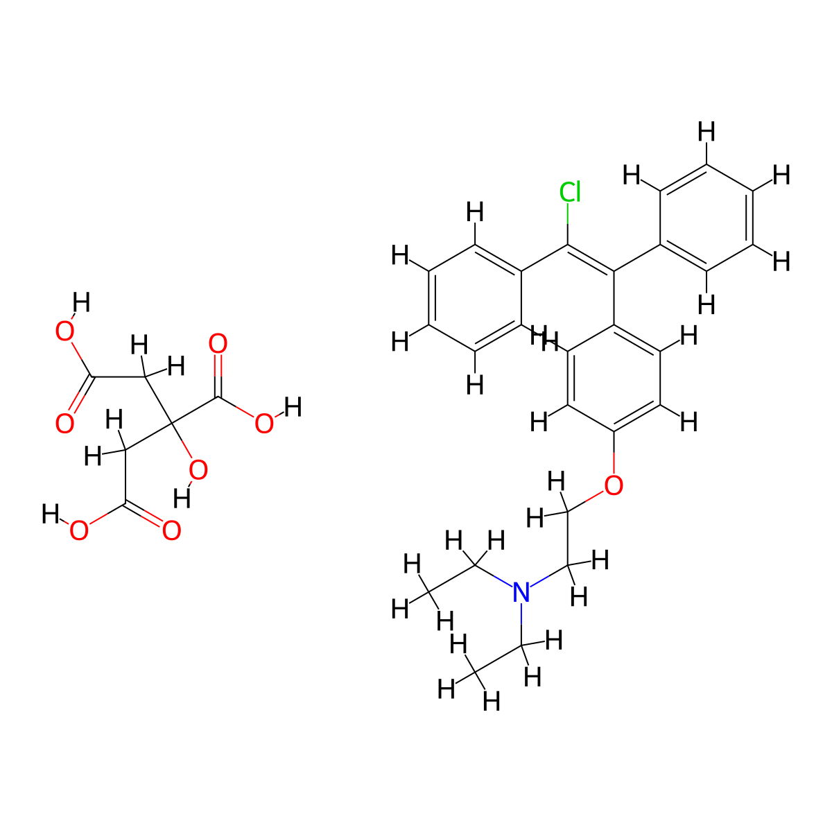 Enclomiphene Citrate molecular structure, CAS 7599-79-3