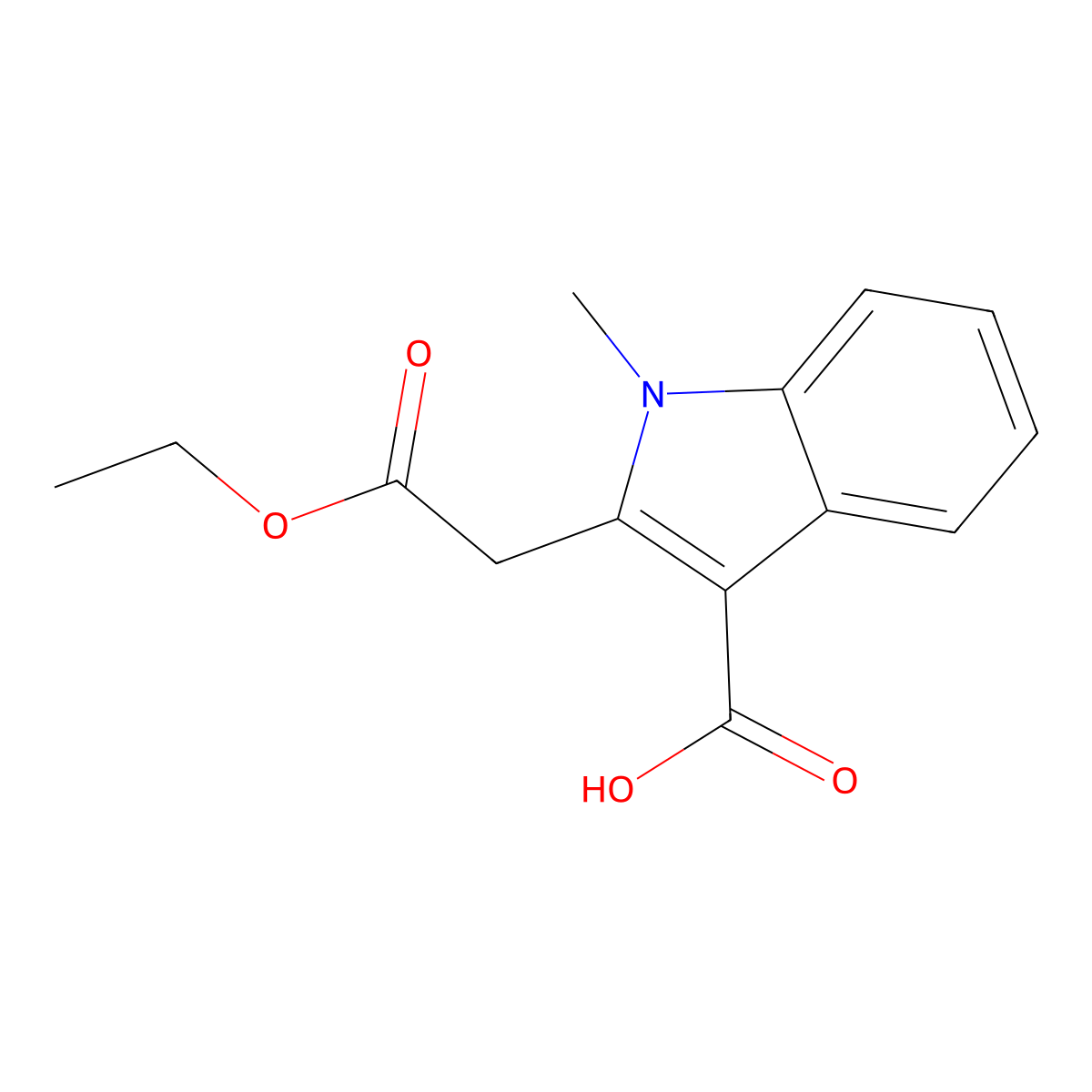 2-Ethoxycarbonylmethyl-1-methylindole-3-carboxylic acid molecular structure, CAS 75996-85-9