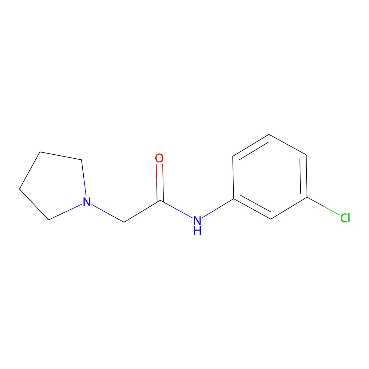 N-(3-chlorophenyl)-2-(pyrrolidin-1-yl)acetamide molecular structure, CAS 75997-68-1