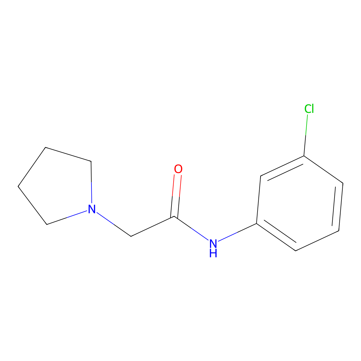 N-(3-chlorophenyl)-2-(pyrrolidin-1-yl)acetamide molecular structure, CAS 75997-68-1