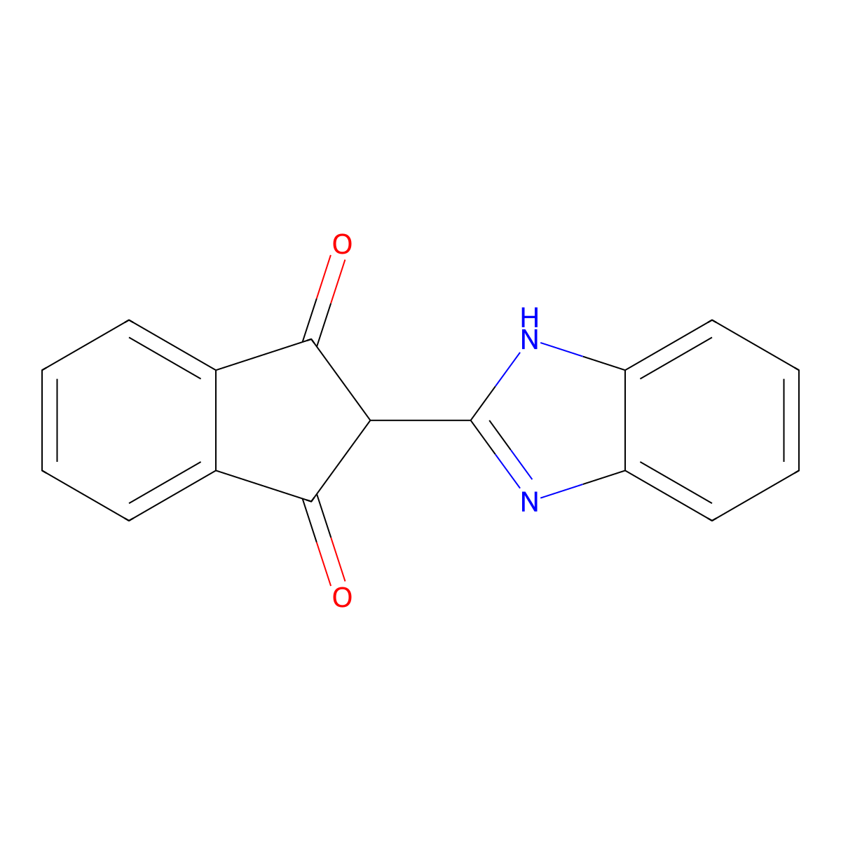 1H-Indene-1,3(2H)-dione, 2-(1H-benzimidazol-2-yl)- molecular structure, CAS 75998-21-9