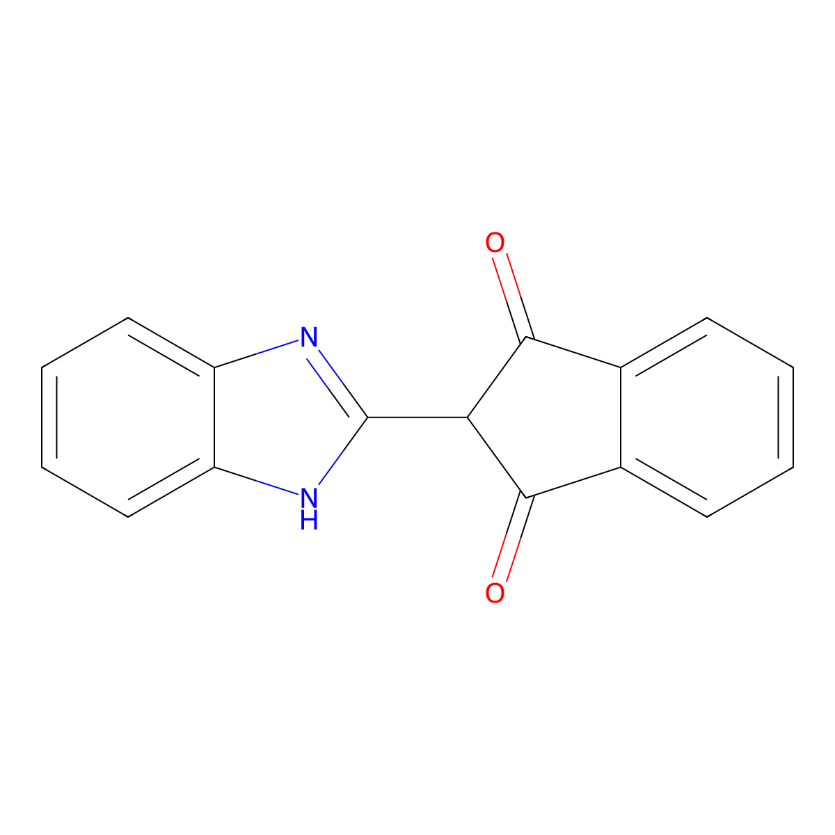 1H-Indene-1,3(2H)-dione, 2-(1H-benzimidazol-2-yl)- molecular structure, CAS 75998-21-9