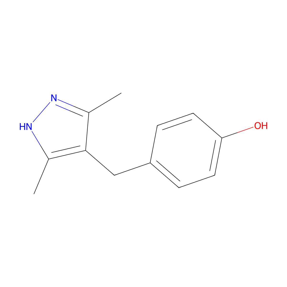 4-[(3,5-dimethyl-1H-pyrazol-4-yl)methyl]phenol molecular structure, CAS 75998-99-1