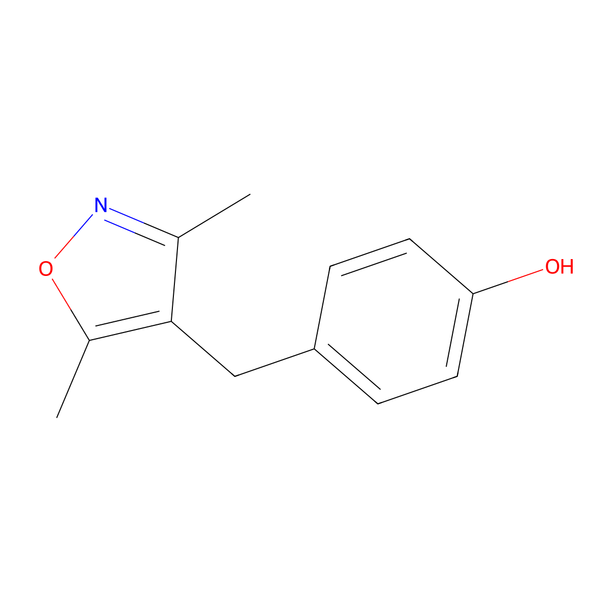 4-[(3,5-Dimethyl-4-isoxazolyl)methyl]benzenol molecular structure, CAS 75999-06-3