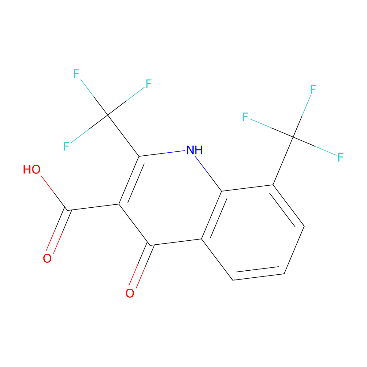 4-Hydroxy-2,8-bis(trifluoromethyl)quinoline-3-carboxylic acid molecular structure, CAS 75999-54-1