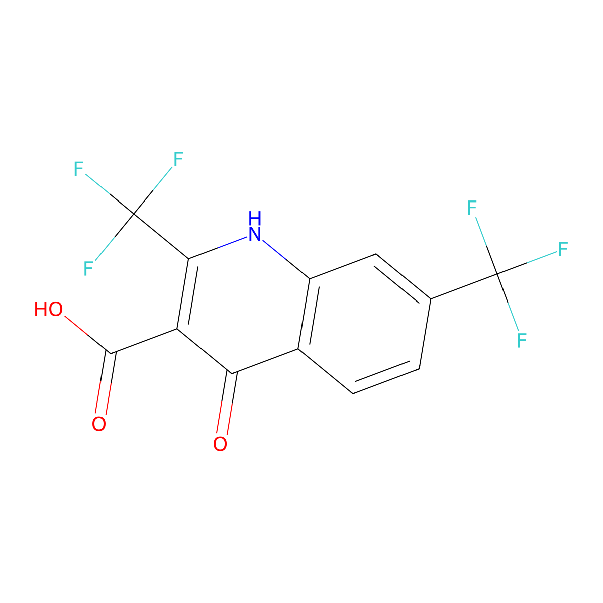 4-Hydroxy-2,7-bis(trifluoromethyl)quinoline-3-carboxylic acid molecular structure, CAS 75999-57-4