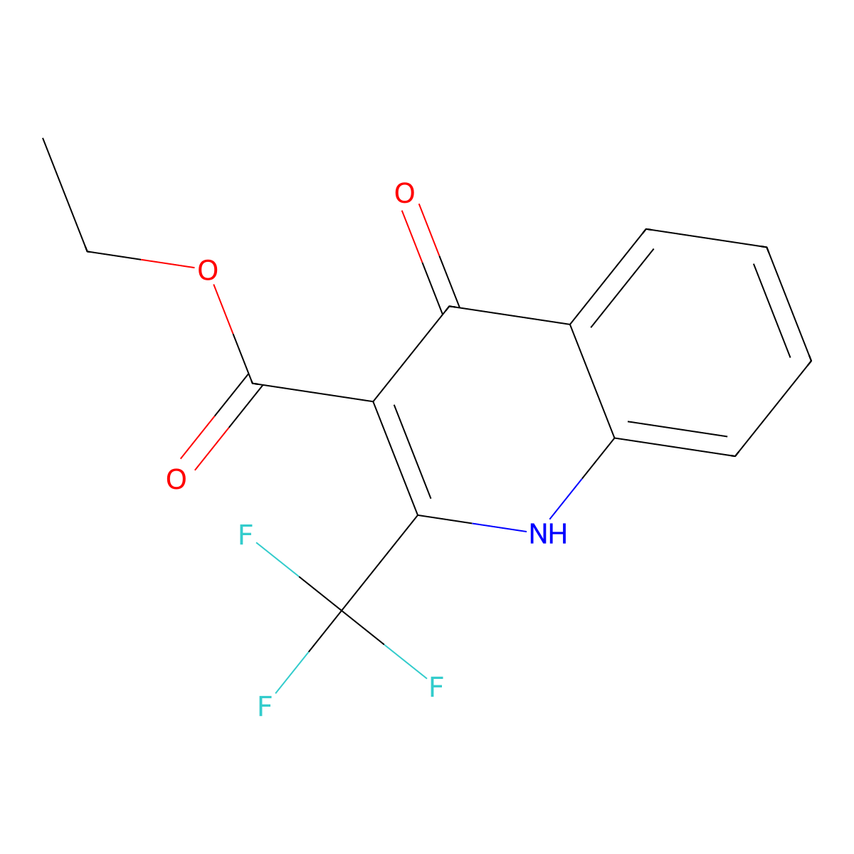 Ethyl 4-hydroxy-2-(trifluoromethyl)quinoline-3-carboxylate molecular structure, CAS 75999-59-6