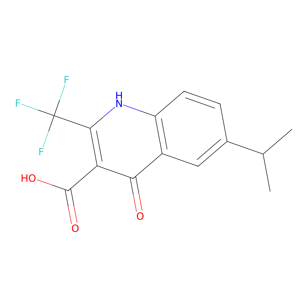 4-Hydroxy-6-isopropyl-2-(trifluoromethyl)quinoline-3-carboxylic acid molecular structure, CAS 75999-65-4