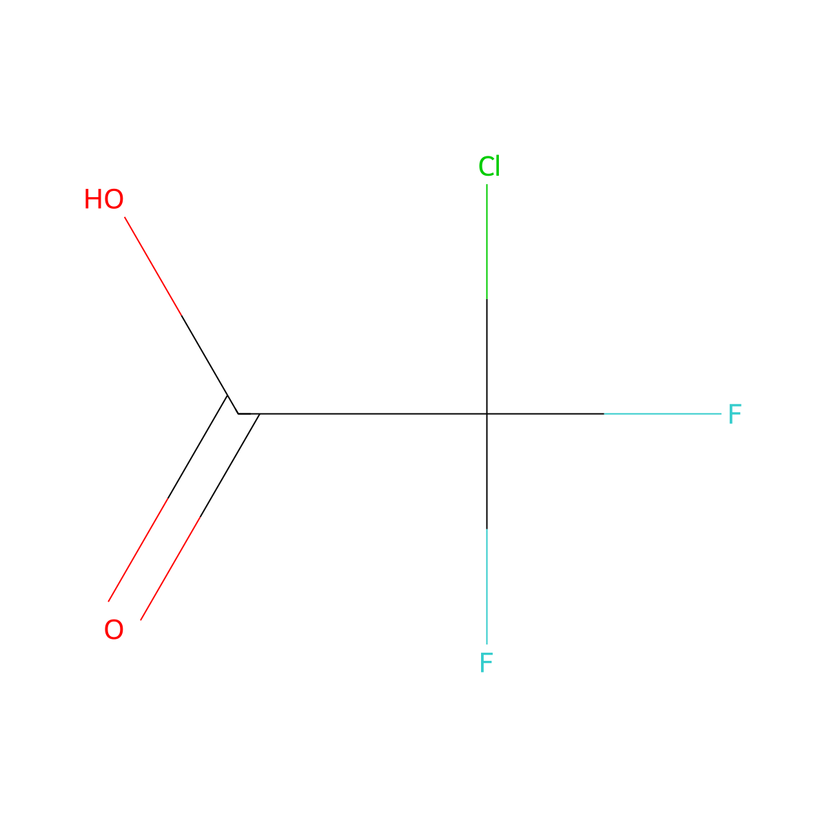 Chlorodifluoroacetic acid molecular structure, CAS 76-04-0