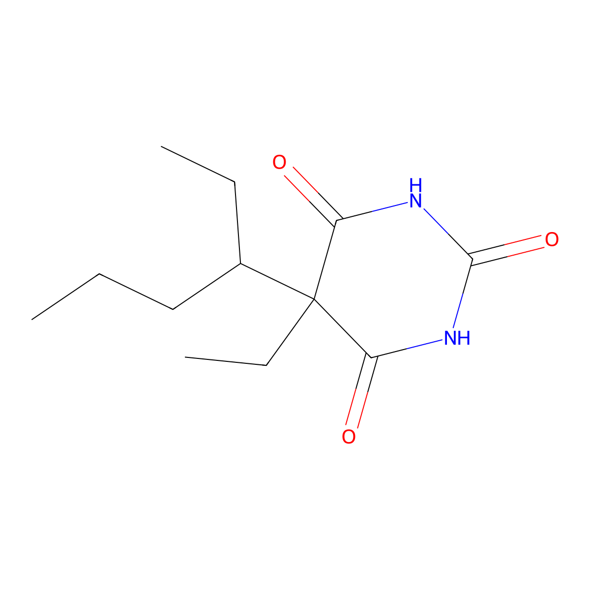 5-Ethyl-5-(1-ethylbutyl)-2,4,6(1H,3H,5H)-pyrimidinetrione molecular structure, CAS 76-23-3