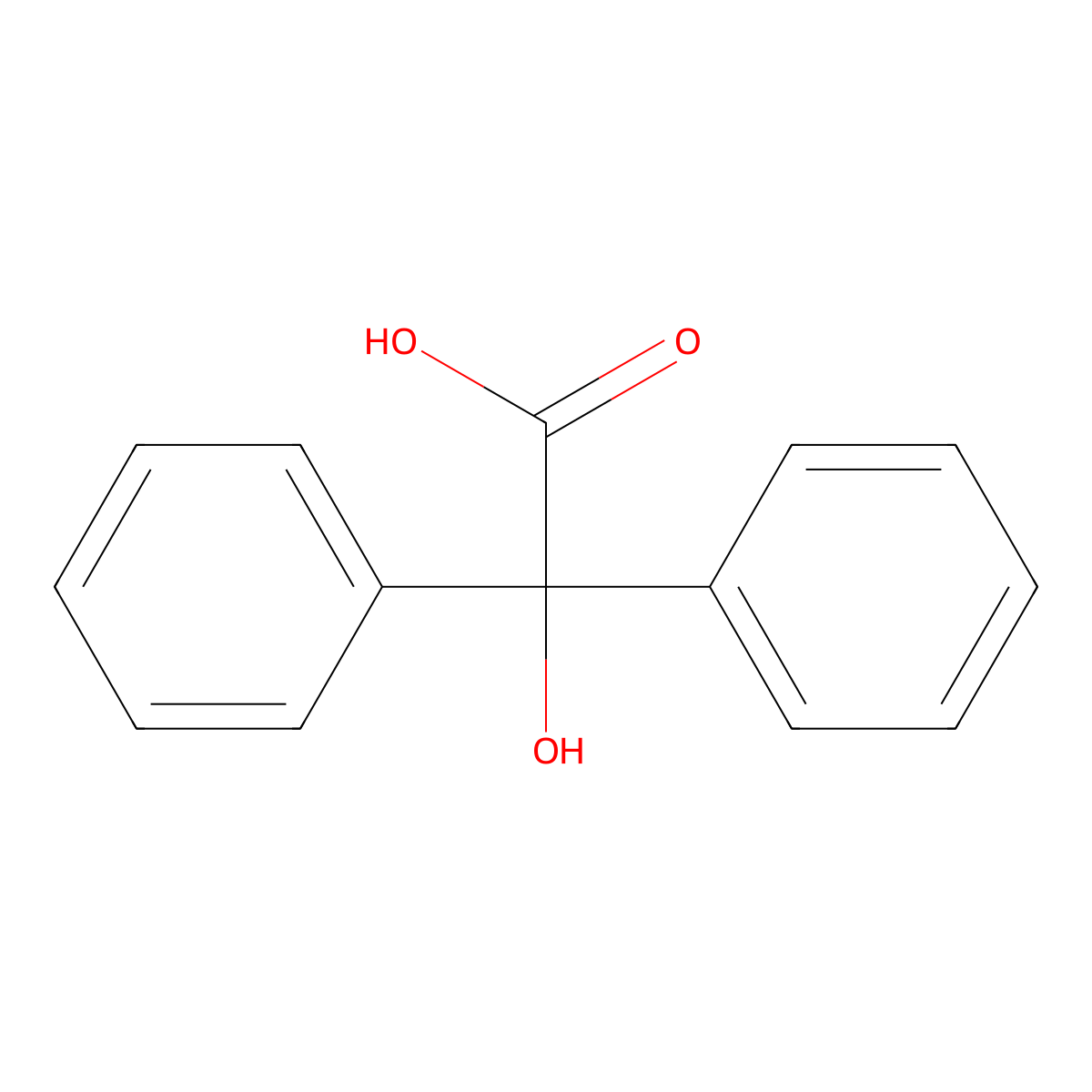 Benzilic acid molecular structure, CAS 76-93-7